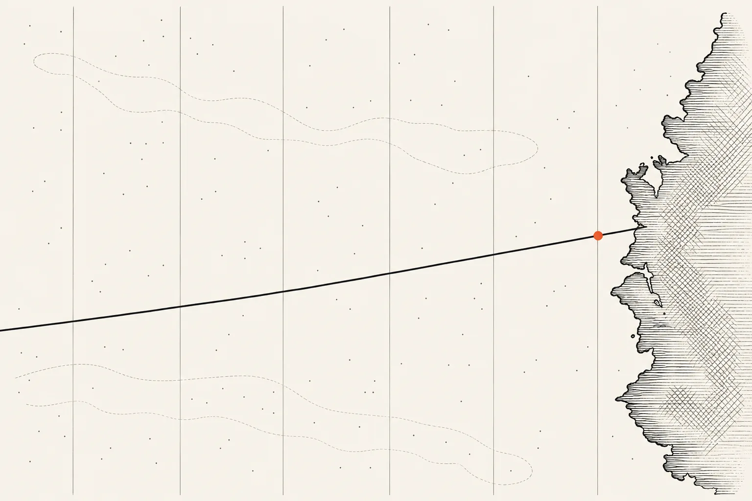 An engraving of a ship crossing into foreign waters